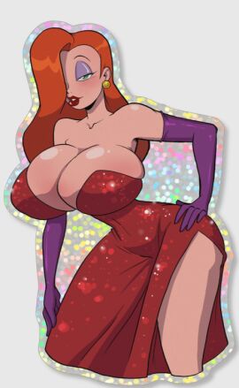 big_breasts breasts cleavage dress female gewd-boi jessica_rabbit red_dress sparkles steamy_shack who_framed_roger_rabbit