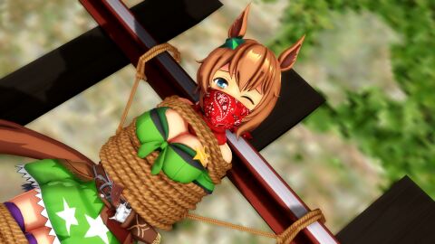 1girls 3d bondage female gag imminent_death over_the_nose_gag solo taiki_shuttle_(umamusume) umamusume y0z0ra