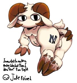 anthro anus ass ass_tattoo back_view backsack balls ballsack blank_background chubby chubby_anthro chubby_male cloven_hooves english_commentary full_color fur half-closed_eyes hand_on_ass hand_on_butt hoof_hands hooves horns jschlatt male naked naked_male nude nude_anthro nude_male presenting_anus ram ram_horns rammie_(jschlatt) shaded simp_draws solo_focus solo_male tattoo