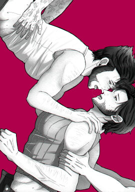 4boys after_kiss arm_hair ass beard blush deadpool deadpool_&_wolverine_(2024) doghooouse dual_persona eye_contact facial_hair full-face_blush gay group_sex hand_on_another's_shoulder holding_another's_arm implied_sex james_howlett large_pectorals logan_(x-men) looking_at_another male male_focus male_only marvel marvel_cinematic_universe marvel_comics monochrome multiple_boys multiple_males muscular muscular_male mutant_(marvel) mutate_(marvel) open_fly pants pectorals saliva saliva_trail scar scars_all_over selfcest sex sex_from_behind short_hair sideways sweat sweatdrop tank_top tongue tongue_out veins veiny_arms wade_wilson wolverine_(x-men) x-men x-men_origins:_wolverine yaoi
