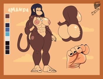 1girls 5_toes abs absurd_res absurdres amanda_(maximus21) anthro anthro_only big_breasts black_hair black_toenails breasts brown_fur character_sheet feet feet_focus female foot_fetish foot_focus haplorhine hi_res high_resolution highres long_hair maximus21 monkey necklace nude nude_female oc primate shiny_skin tagme wrinkled_feet wrinkled_soles wrinkles wrinkly_feet wrinkly_soles