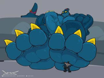 3_toes animated anthro balls better_version_at_source claws duo extreme_size_difference feet flattened foot_fetish foot_focus foot_play foreskin genitals male male/male micro muscular muscular_male nude penis size_difference soles squish toe_claws toes trampling uncircumcised underfoot xamz