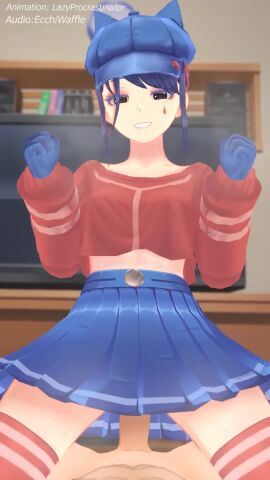 1boy 1girls 3d 9:16 animated blue_eyes blue_hair blush bouncing_breasts breasts cappie_(miside) choker clothed_female_nude_male cool_mita_(miside) cowgirl_position ecchiwaffle evil_grin evil_smile eye_contact fangs female grin hair_ornament hairband hairclip highres lazyprocrastinator light-skinned_female light-skinned_male light_skin long_hair longer_than_10_seconds looking_at_viewer looping_animation low_twintails male miniskirt miside mita_(miside) nude parallel_hairclips partially_shaded_face pleated_skirt pov_eye_contact red_choker red_hairband rubyredva sex shorter_than_30_seconds skirt smile socks sound straddling straight tagme thighhighs twintails uncensored vertical_video video