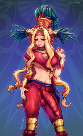 1futa 2022 abs aztec aztec_headgear balls big_breasts blonde_hair breasts clothed clothing emerald_eyes erection erection_under_clothes fate/grand_order fate_(series) female fully_clothed futa_only futanari goddess green_eyes green_nails huge_cock human intersex large_breasts latina light-skinned_futa light_skin long_hair looking_at_viewer outline penis pururart quetzalcoatl_(fate) smile smiling_at_viewer solo standing straight toned toned_female underboob voluptuous_futa wide_hips