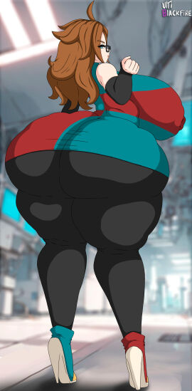 android_21 android_21_(good) android_21_(human) arc_system_works artist_name ass ass_focus auburn_hair bandai_namco big_ass big_breasts big_butt black_leggings blue_eyes breasts brown_hair bubble_ass bubble_butt bushy_hair checkered_dress checkered_skirt child_bearing_hips clothed clothed_female dragon_ball dragon_ball_fighterz dragon_ball_super dragon_ball_super_super_hero dragon_ball_z female glasses high_heel_boots high_heels huge_ass huge_breasts huge_butt leggings lips looking_at_viewer looking_back looking_back_at_viewer massive_ass massive_breasts nipples_visible_through_clothes nipples_visible_through_clothing pale_skin shonen_jump thick_ass thick_legs thick_thighs ultiblackfire viz_media vomi_(dragon_ball) wide_hips