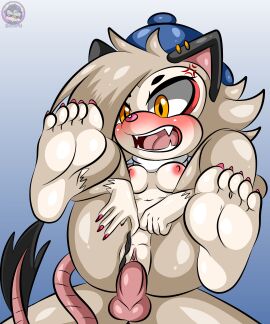 absurd_res american_opossum anthro balls breasts claws clothing clothing_aside cross-popping_vein duo ear_piercing ear_ring fan_character fangs feet feet_up female finger_claws fur genitals hat hat_only headgear headgear_only headwear headwear_only hi_res humanoid_feet humanoid_genitalia leg_grab legs_up male male/female mammal marsupial mostly_nude nipples open_mouth panties panties_aside penetration penis piercing pink_penis plantigrade pussy rat_tail ring_piercing scar sega sirjzau sonic_(series) sonic_the_hedgehog_(series) tail teeth toe_claws toes tongue tongue_out underwear underwear_aside vaginal_penetration white_body white_fur yellow_eyes zary_the_opossum