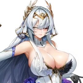 armpits bangs bare_shoulders blind blind_princess blue_flower blunt_bangs breasts cleavage collar color dress elbow_gloves female female_focus female_only flower fringe fringe_hair game_cg hair_on_breasts hair_ornament hair_over_breasts hair_over_eyes last_origin laurel_crown long_hair looking_at_viewer mr._yun one_eye_closed one_eye_open shiny_eyes sleeveless sleeveless_dress tiara transparent_background upper_body veil white_collar white_dress white_hair white_veil yellow_eyes