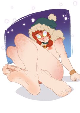 aurora_(league_of_legends) big_ass big_breasts big_butt big_nipples big_thighs big_titties breasts curvaceous curvaceous_female curvaceous_figure curvy curvy_figure curvy_hips eroren feet feet_focus female female_focus female_only foot_fetish glasses league_of_legends looking_at_viewer nipples nude nude_female orange_hair riot_games short_hair