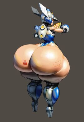 1girls ass edit female female_only helmet high_heels hourglass_figure huge_ass leotard mechanical mighty_switch_force noonun patricia_wagon robot solo standing tagme thick_thighs