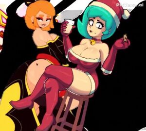 ai_generated animated christmas christmas_outfit female kissing lola_(brawl_stars) mariposa_piper_(brawl_stars) piper_(brawl_stars) tagme video