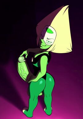 1futa 7:10 animated erection female female_only futanari gif green_body intersex live2d looking_back mostly_clothed peridot_(steven_universe) steven_universe vertical_video