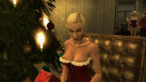 3d blonde_hair breasts christmas christmas_outfit corset female hitman hitman_blood_money io-interactive screenshot sexy short_hair video_games white_skin