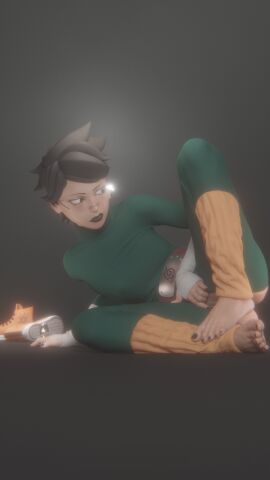3d black_hair black_lipstick black_nails boruto:_two_blue_vortex clothed exposed_pussy feet female female_only light-skinned_female light_skin lipstick naruto naruto_(series) ninja_headband painted_toenails pussy sarada_uchiha training valenok