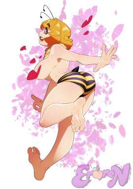 bee_girl big_ass big_breasts big_butt big_thighs big_titties breasts covered_nipples curvaceous curvaceous_female curvaceous_figure curvy curvy_figure curvy_hips eroren feet female female_focus female_only looking_at_viewer original original_character short_hair underwear yellow_hair