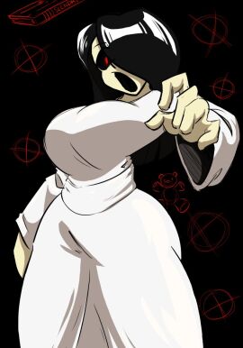 1girls ass big_ass big_breasts big_butt black_hair breasts clothed clothed_female clothing creepypasta dvloper female female_only ghost ghost_girl ghost_milf ghostfox023 horror_game long_hair looking_at_viewer milf mother nightmare_waifu open_mouth red_eyes slendrina slendrina:_horror_game solo solo_female white_clothing white_dress