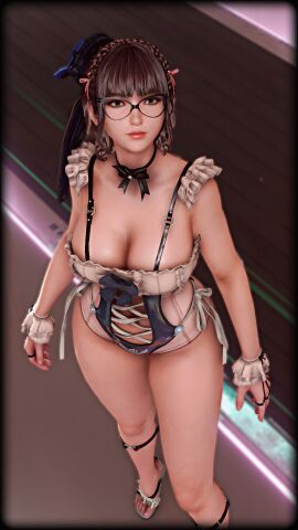 1girls ass big_ass big_breasts black_hair breasts eve_(stellar_blade) feet female gameplay gameplay_screenshot glasses high_heels hourglass_figure ingame_model lingerie long_hair long_legs looking_at_viewer looking_up necklace slim_waist stellar_blade thick_thighs thighs tied_hair wide_hips