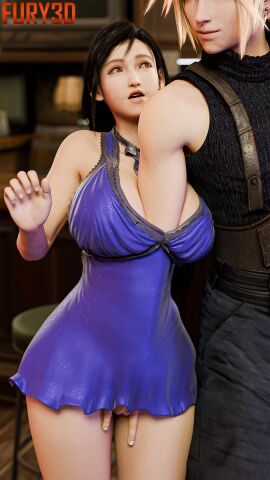 1boy 1girls 3d 3d_(artwork) arm_between_breasts big_breasts black_hair breasts busty cleavage cloud_strife dress female female_focus final_fantasy final_fantasy_vii fingering fingering_partner fingering_pussy fingering_through_breasts fingering_under_clothes fury3d hourglass_figure large_breasts light-skinned_female light-skinned_male light_skin male male/female masturbation public public_sex pussy square_enix standing straight tagme tifa_lockhart tifa_lockhart's_refined_dress tifa_lockhart_(refined_dress) vaginal_fingering wide_hips