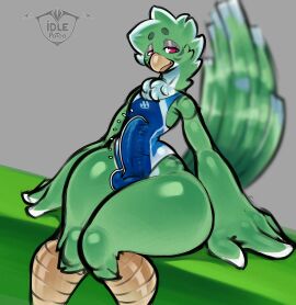 arm_markings artist_logo avian avian_feet back_tuft balls balls_outline beak bedroom_eyes belly big_hands bird blue_clothing blue_swimwear bulge cheek_markings cheek_tuft circle_eyebrows clothed clothing club_arms colored detailed_bulge dipstick_tail eyebrows eyelashes facial_markings facial_tuft feather_hair feathers femboy genital_outline glistening glistening_arms glistening_beak glistening_body glistening_bulge glistening_clothing glistening_eyelids glistening_eyes glistening_hair glistening_swimwear glistening_tail glistening_thighs green_body green_eyebrows green_feather_hair green_feathers green_tail grey_eyelids hair head_markings head_tuft hi_res highlights_(coloring) hip_dips hip_markings huge_thighs idlepotoo knee_highs knee_tuft knock-kneed leg_markings leg_tuft legwear logo long_tail looking_at_viewer male male_only markings motion_lines narrowed_eyes neck_tuft no_humans non-human non-human_only oatmeal_(azzygote) one-piece_swimsuit outline pear-shaped_figure penis penis_outline pink_eyes portrait pseudo_hair scuted_legs scutes seductive shaded shoulder_markings signature simple_background sitting small_waist smile solo swimwear tail tail_feathers tail_markings thick_thighs three-quarter_portrait three-quarter_view tight_clothing tuft white_belly white_clothing white_neck white_outline white_swimwear white_tail_tip wide_hips yellow_beak yellow_legs