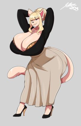 1girls anthro armpits arms_up artjwink ass ass_bigger_than_head big_breasts blonde_hair blonde_hair_female breasts breasts_bigger_than_head cat cat_ears cat_girl cat_tail catgirl cleavage female female_focus female_only furry furry_female furry_only grace_(jwinkz) high_heels hips hips_wider_than_shoulders huge_breasts jwinkz milf rich rich_female solo solo_female solo_focus tagme tail thick_thighs wide_hips
