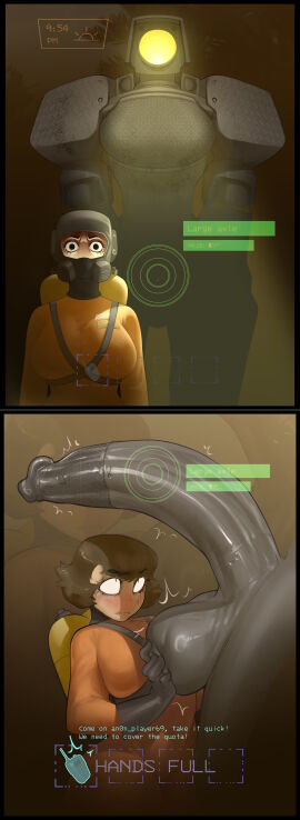 1000_yard_stare 1futa 1girls 1other 2024 2d 2d_(artwork) 2d_artwork ambiguous_gender anthro balls balls_fondling ballsack big_balls big_breasts big_cock big_dick big_penis big_testicles blush blush_lines blushed_face blushing_female blushing_profusely breasts clothed clothed_female clothed_female_nude_futa clothing cock dialog dialogue dialogue_box dick duo duo_focus employee_(lethal_company) eyebrows eyelashes eyes female fondling fondling_balls fully_clothed futa_on_female futanari gameplay_mechanics gigantic_balls gigantic_cock gigantic_dick gigantic_penis gigantic_testicles hair hands_on_balls hud huge_balls huge_cock huge_testicles human humanoid hyper hyper_balls hyper_cock hyper_dick hyper_penis hyper_testicles imminent_sex implied_futa intersex jpeg jpg large_penis lc23074 lethal_company light-skinned_female light_skin long_cock long_dick long_penis looking_at_cock looking_at_dick looking_at_penis looking_up meme meme_reference monster monster_cock mr_fuga old_bird_(lethal_company) penis penis_awe robot robot_humanoid short_hair size_difference speech standing tagme talking talking_to_another testicles text text_box thick_cock thick_dick thick_penis thousand_yard_stare uncensored walkie-talkie