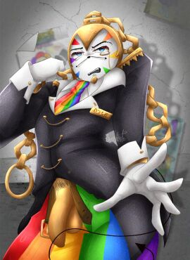 angry berryfait clothed dandy's_world dandys_world dyle_(dandy's_world) dyle_timesly flaccid flaccid_penis inhuman looking_down non-human suit suit_and_tie suit_jacket