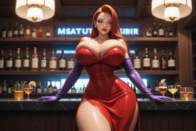 ai_generated big_breasts clothed female jessica_rabbit long_hair red_hair seductive sexy