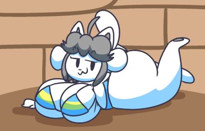 anthro bikini female gravtitty tagme temmie temmie_(undertale) twitter_username undertale undertale_(series)