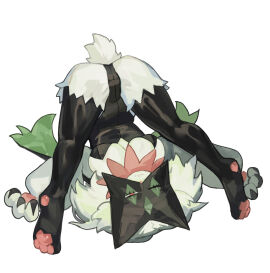 big_breasts bodysuit breasts bunnysuit cleavage female hi_res meowscarada miaojiangyou nintendo pokemon pokemon_(species) pokemon_ss skindentation upside-down