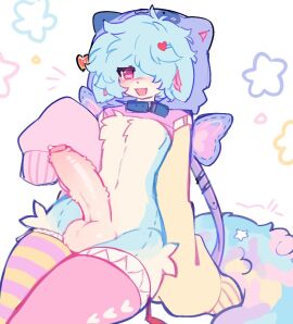 1accessory anthro balls bangs big_balls big_penis blue_body blue_fur blush blush_lines bodily_fluids chest_tuft clothing collar cropped_sweater domestic_cat ears_down erection felid feline felis female femboy femdom floppy_ears fluffy fluffy_hair fluffy_penis foreskin fur furry_balls furry_penis fuzzy genital_fluids genitals hair hair_accessory hairpin hat headgear headwear heart_symbol hood humanoid_genitalia humanoid_penis ineffective_clothing katsucoffee leggings legwear long_penis long_sleeves looking_at_viewer male mammal open_mouth open_smile pastel_theme penis pink_eyes pivoted_ears precum simple_background sitting slim smile solo star thigh_highs tuft uncircumcised white_background wide_hips