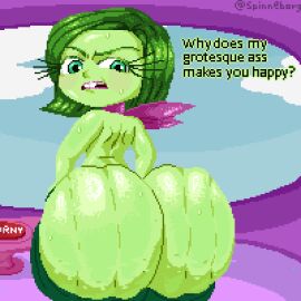 1girls animated animated_image anus ass ass_clapping big_ass bouncing_ass bubble_ass bubble_butt clapping_buttocks clapping_cheeks disgust_(inside_out) fat_ass female female_only gif green_eyes green_hair green_skin huge_ass inside_out jiggle jiggling_ass large_ass looking_at_viewer looking_back mooning pixel_animation pixel_art pussy rippling_ass spinneborg sweat sweaty_ass sweaty_body text thick_ass thick_thighs twerking wide_hips