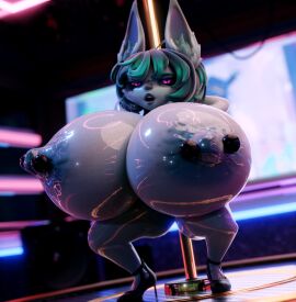 3d big_breasts breasts female heels high_heels huge_breasts hyper_breasts league_of_legends naked_heels nipple_piercing nipples piercing pussy riot_games shortstack solo solo_female spookieshade stripper_pole vagina vex_(league_of_legends) yordle