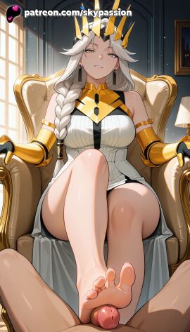 1boy 1girls 2025 ai_assisted ai_generated anime artist_name bare_shoulders barefoot big_penis braid breast breasts bust chair chest cock crossed_legs dick earrings elbow_gloves explicit feet feet_fetish female foot_fetish foot_play footjob gloves hi_res high_quality high_resolution highres indoors jewelry long_hair male patreon patreon_username penis pov queen_(to_be_hero_x) ribbed_dress sitting skypassion smile soles solo_focus stable_diffusion star_(sky) straight to_be_hero_x toejob toes two-footed_footjob watermark window yellow_eyes