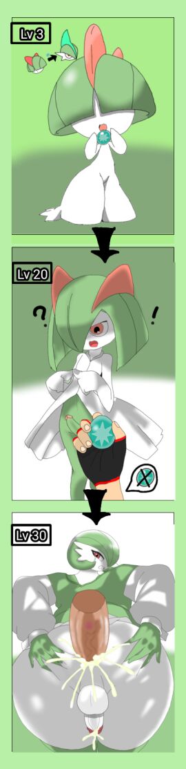 1boy anal ass big_ass crying cum cum_in_ass cum_inside dawn_stone dick femboy gallade gardevoir green_hair huge_ass interspecies kirlia male male_gardevoir male_kirlia nkrs penis pokemon pokemon_(species) pokephilia questionable_consent red_eyes white_body white_skin