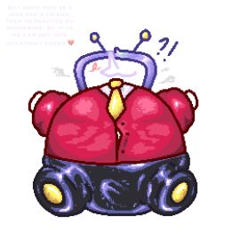 anonymous_artist blush breath_cloud bulge clothed deltarune fully_clothed huffing inflated_belly inflation inflation_fetish joke male male_focus male_only nonude not_original penis pixel_art rendered satire spherical_inflation tagme tagme_(artist) tenna_(deltarune) tight_clothing unbuttoned