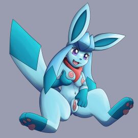 2021 3_toes 4_fingers anthro bandana blue_body breast_grab breasts digital_media_(artwork) eeveelution eyelashes fangs feet female fingers friendlyfeesh front_view generation_4_pokemon genitals glaceon hand_on_breast hand_on_own_breast hi_res kerchief lady_jane_(friendlyfeesh) looking_pleasured masturbation medium_breasts mostly_nude_female multicolored_body navel nintendo open_mouth pawpads pink_inner_pussy pink_pawpads plump_labia pokemon pokemon_(species) purple_eyes pussy red_bandanna red_kerchief shaded simple_background sitting solo spread_legs spread_pussy spreading tail teeth toes tongue two-tone_body