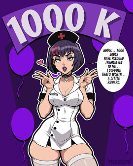 1girls big_ass big_breasts black_eyeshadow black_nails breasts bust busty chest curvaceous curvy curvy_figure digital_media_(artwork) eyeshadow female goth goth_girl hips hourglass_figure legs lipstick makeup mature mature_female nail_polish nurse nurse_cap nurse_uniform original original_character pixiqueenie purple_hair purple_lipstick queenie_(pixiqueenie) slim_waist thick thick_hips thick_legs thick_thighs thighs voluptuous waist wide_hips