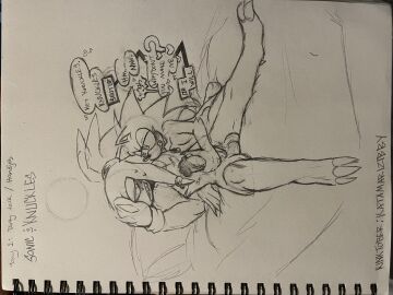 absurd_res anthro dialogue dirty_talk duo echidna eulipotyphlan genitals handjob hedgehog hi_res katamarizibby kinktober male male/male mammal monotreme muscular muscular_male penile penis sex sharp_teeth size_difference spread_legs spreading teasing teeth