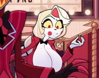 boob_window breasts casual casual_exposure casual_nudity charlie_morningstar_(hazbin_hotel) clothed demon demon_girl edit edited_screencap female hazbin_hotel huge_breasts no_bra public public_exposure screenshot_edit underground_(artist)