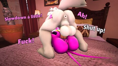 3d adam_(juicyducksfm) anthro anus arm_tattoo ass avian balls bedroom big_balls big_breasts big_penis bird blue_eyes breasts canid canine canis dialogue digital_media_(artwork) duo fan_character female from_front_position fur genitals grey_body grey_fur hi_res juicyducksfm leg_tattoo male male/female mammal mating_press muscular muscular_anthro muscular_male nude open_mouth penetration penis purple_body purple_skin pussy red_eyes sega sex sonic_(series) sonic_riders sonic_the_hedgehog_(series) source_filmmaker_(artwork) tattoo text vaginal_penetration wave_the_swallow wet white_body white_fur wolf