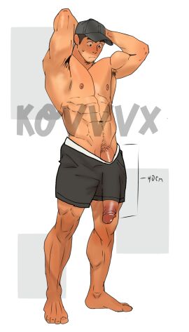 40cm big_penis huge_cock kovvvx long_penis male mane_hair oh_my_god penis short_hair shorts solo surprised upset