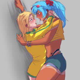 2024 2girls anna_aveiro_nakumura_dos_santos_moreira_cuccittini ass beach big_ass big_thighs bikini blonde_hair blue_eyes blush brazil brazilian brazilian_female brazilian_miku breasts cyan_eyes cyan_hair female female_focus female_only hatsune_miku jacket kissing kuro_alves latin_american_hatsune_miku_(meme) lesbian_kiss light-skinned_female light_skin long_hair medium_breasts multicolored_hair na_nare_hana_nare p.a._works saliva saliva_string shirt shorts sweat sweatdrop sweating tagme tan tan-skinned_female tan_body tan_line tan_lines tan_skin tanline tanlines thick_ass thick_hips thick_thighs thighs thong twintails vocaloid yellow_shirt yuri
