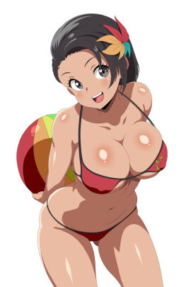 1girls alternate_version_available azucena_milagros_ortiz_castillo beach_ball big_breasts bikini black_hair breasts core_rincon dark-skinned_female dark_skin erect_nipples erect_nipples_under_bikini female female_only flower_in_hair grey_eyes latina namco nipples peruvian_female short_hair smile tekken tekken_8 voluptuous voluptuous_female