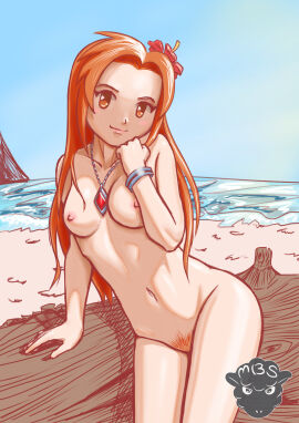 1girls alternate_version_at_source alternate_version_available breasts collar eyebrows female flower hairy_pussy hi_res link's_awakening long_hair looking_at_viewer m.blacksheepexe marin messy_hair navel nintendo nipples nude nude_female orange_hair pinup pubic_hair pussy sea sexy sky the_legend_of_zelda thin watermark