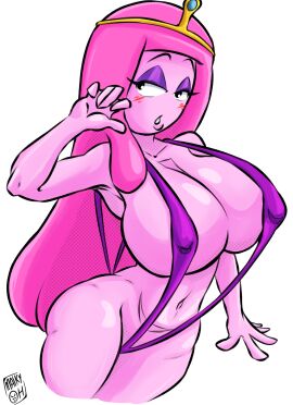 adventure_time blush cartoon_network female female_only long_hair maikyoh pink_hair pink_skin princess_bubblegum sling_bikini tagme tiara