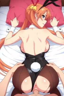 1boy 1girls ai_generated all_fours animal_ears ass asuna_(sao) asuna_yuuki back backboob bare_shoulders breasts clothing_aside detached_collar doggy_style facing_away fake_animal_ears fake_tail female female_focus from_behind heart highleg_leotard large_breasts leotard leotard_aside male pantyhose penis pillow playboy_bunny pov pussy rabbit_ears rabbit_tail sex sex_from_behind sheet_grab solo_focus straight strapless strapless_leotard sweat tagme tail torn_clothes torn_pantyhose vaginal_penetration video wrist_cuffs