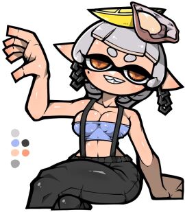 1girls big_breasts black_pants breasts cleavage crop_top female fully_clothed hair hair_ornament legs_crossed looking_at_viewer marie_(splatoon) marie_(summer_nights) mole mole_under_eye navel nintendo omoitukan2 overalls pants pointy_ears solo solo_female solo_focus splatfest splatoon splatoon_3 summer_nights_splatfest tentacle_hair
