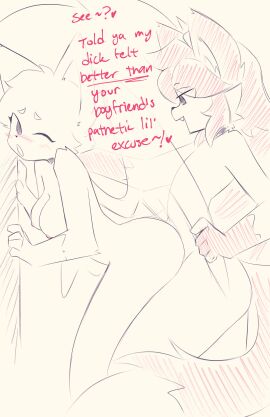 anthro breasts cheating_girlfriend cucked_by_femboy cuckold female femboy femboy_on_female kurus male male/female penetration penis shiori_(kurus) small_penis_humiliation straight tagme text