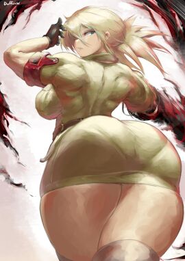 1girls ass ass_focus big_breasts breasts curves curvy_female curvy_figure duffmox female female_only hellsing huge_ass light-skinned_female light_skin looking_back miniskirt seras_victoria skirt solo solo_female solo_focus thick_ass thick_thighs thighhighs thighs_together underwear_outline yellow_skirt
