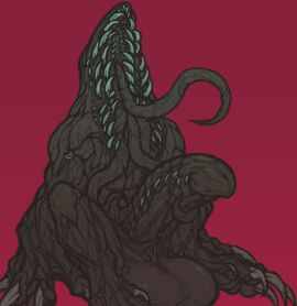 2022 balls big_balls big_penis biped black_balls black_body black_penis claws digital_media_(artwork) gaping_mouth genitals huge_balls huge_cock male monster non-human non-human_only open_mouth penis red_background sharp_teeth simple_background teeth toe_claws zlvuxx