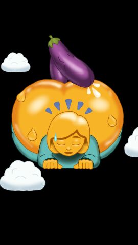 1boy 1girls ass ass_bigger_than_head ass_over_shoulder balls bent_over big_ass big_balls big_butt big_penis black_background cloud digital_media_(artwork) emoji emoji_(race) female inminent_sex light_blue_shirt llama_maniac male musk musk_clouds penis penis_between_ass penis_on_ass precum redraw shaded simple_background straight sweat sweatdrop sweating veiny_penis whatsapp worried yellow_hair yellow_skin